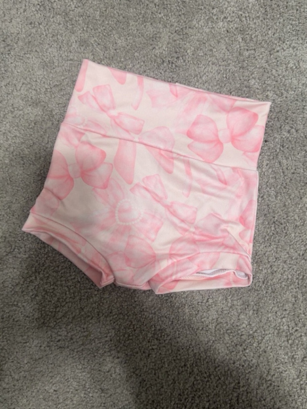 Pink Bow-Print High-Waist Kids Shorts